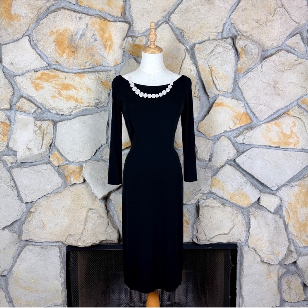 Ralph Lauren Collection- Bateau Neck Ponte classic black Dress | 8